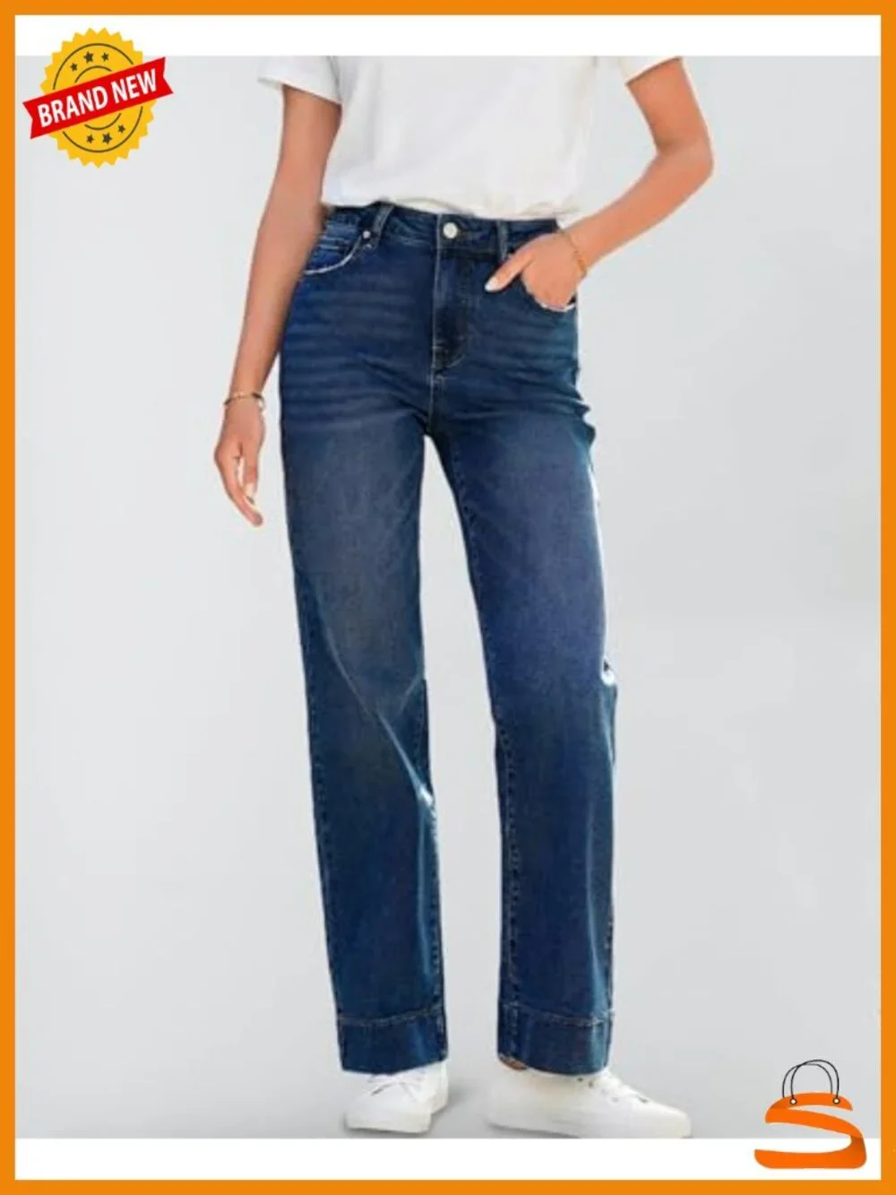 High Waisted Wide Leg Stretchy Baggy Denim Jeans